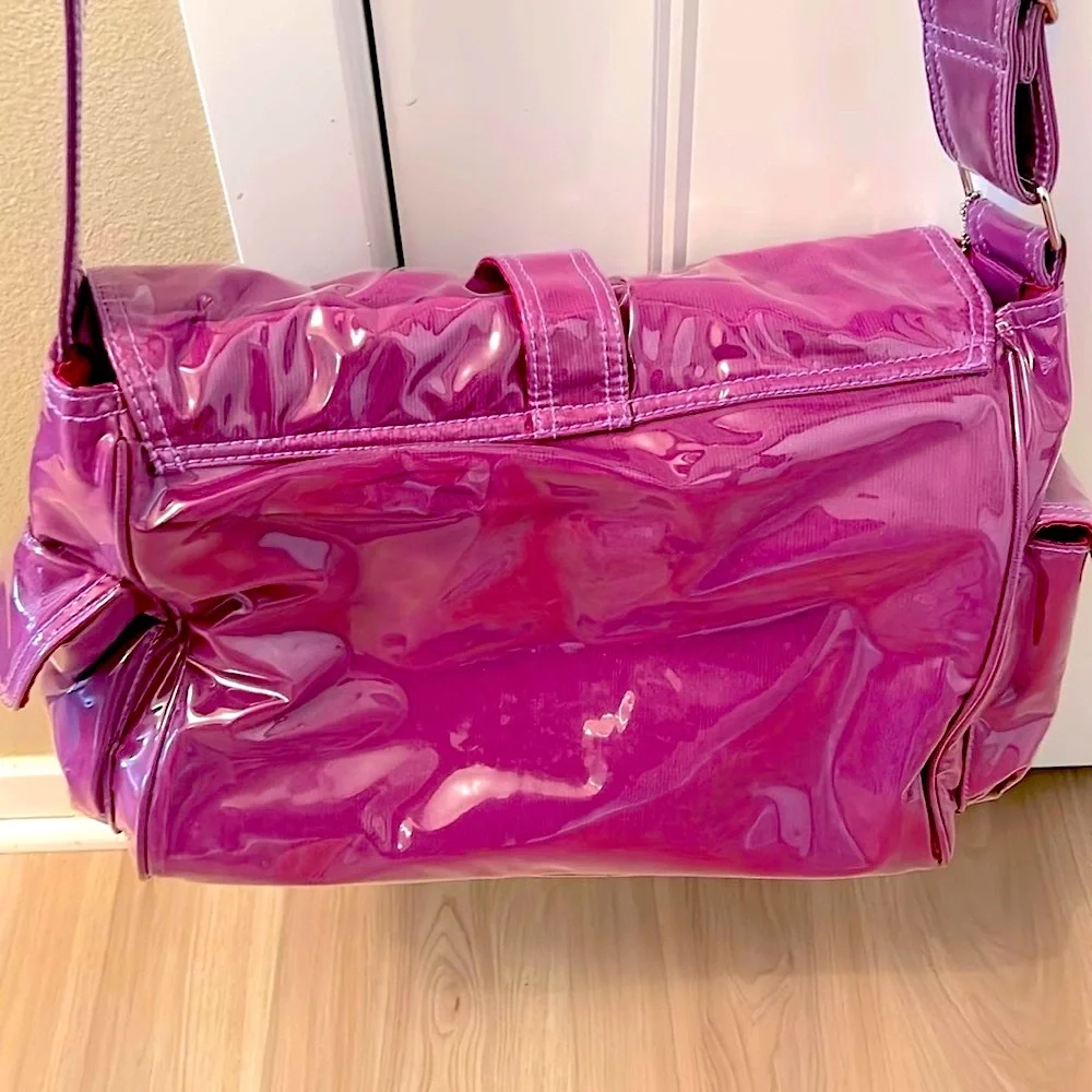 Kalencom Patent Leather Oversized Shoulder/Diaper Bag Purple NWOT Maternity Bold